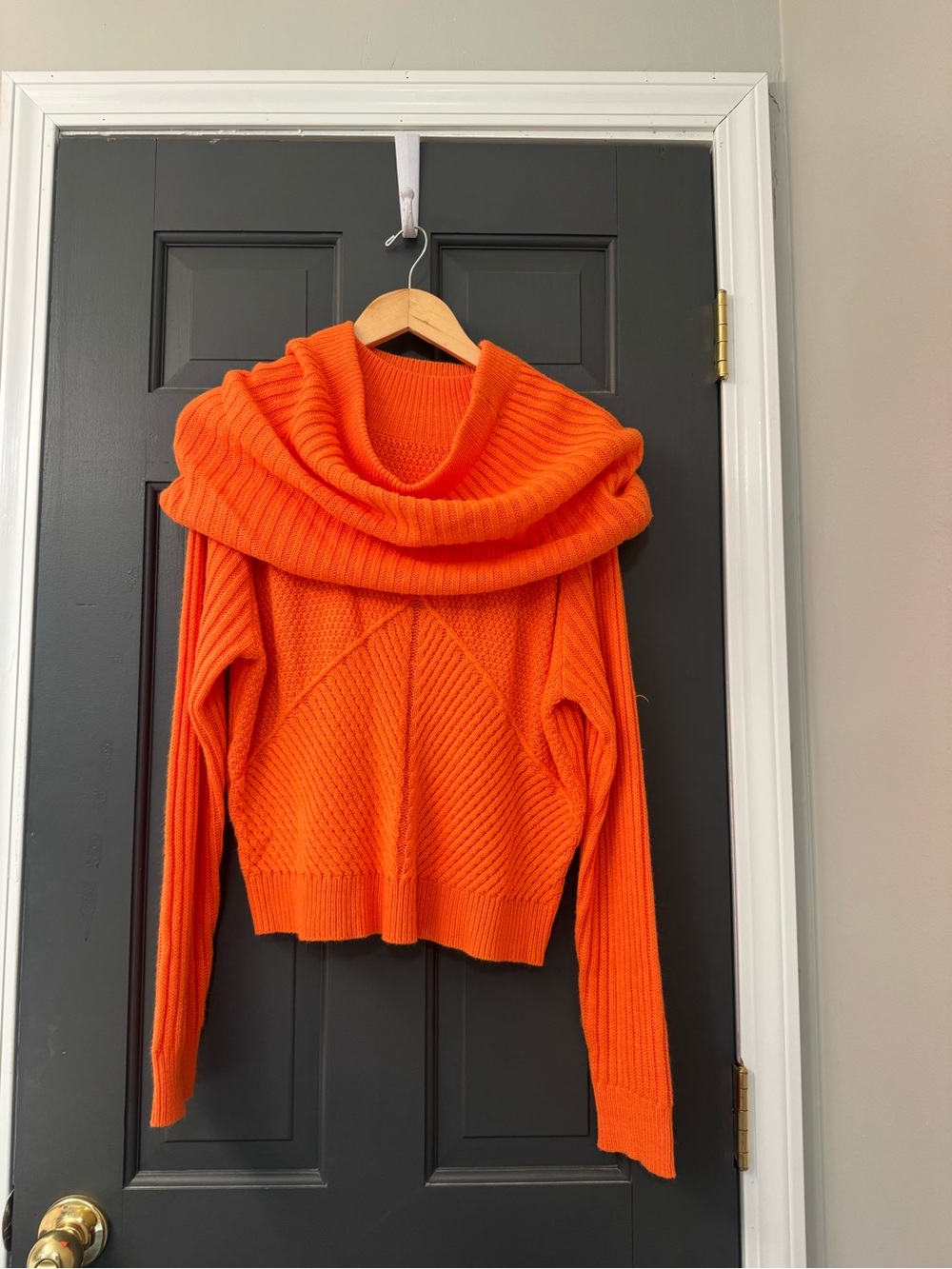 SHEIN Bright Orange Oversized Cowl Neck Sweater